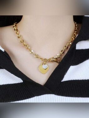 Gold Plated Stainless Steel Heart Pendant Necklace